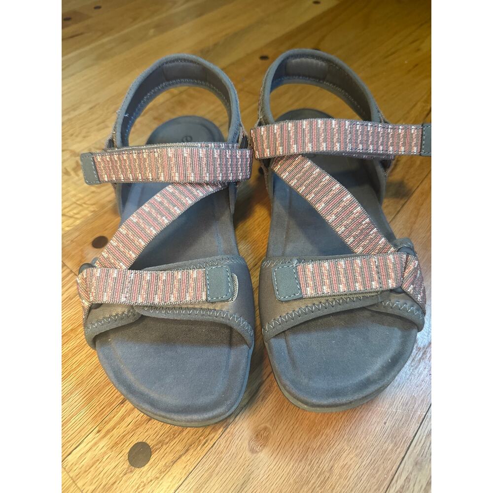 NEW Earth Origins Adjustable Sport Sandals Women’s 9W Pink Gray Comfort